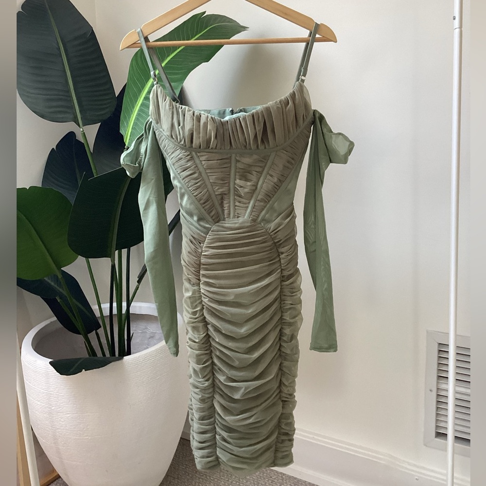 House of CB sage green mini dress